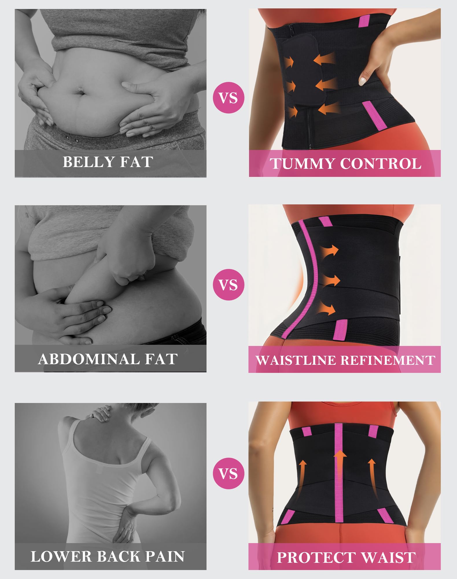 YIANNA Waist Trainer Belt Waist Cincher Tummy Control Body Shaper for Women Sports Girdle Lumbar Support with Double Wrap