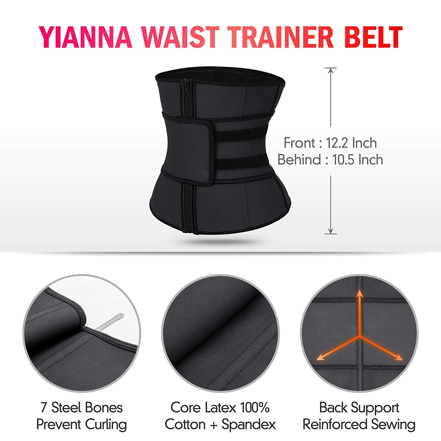 YIANNA Waist Trainer Belt for Women Weight Loss - Slimming Shaper Ab Support Waist Trimmer Hourglass Shaper