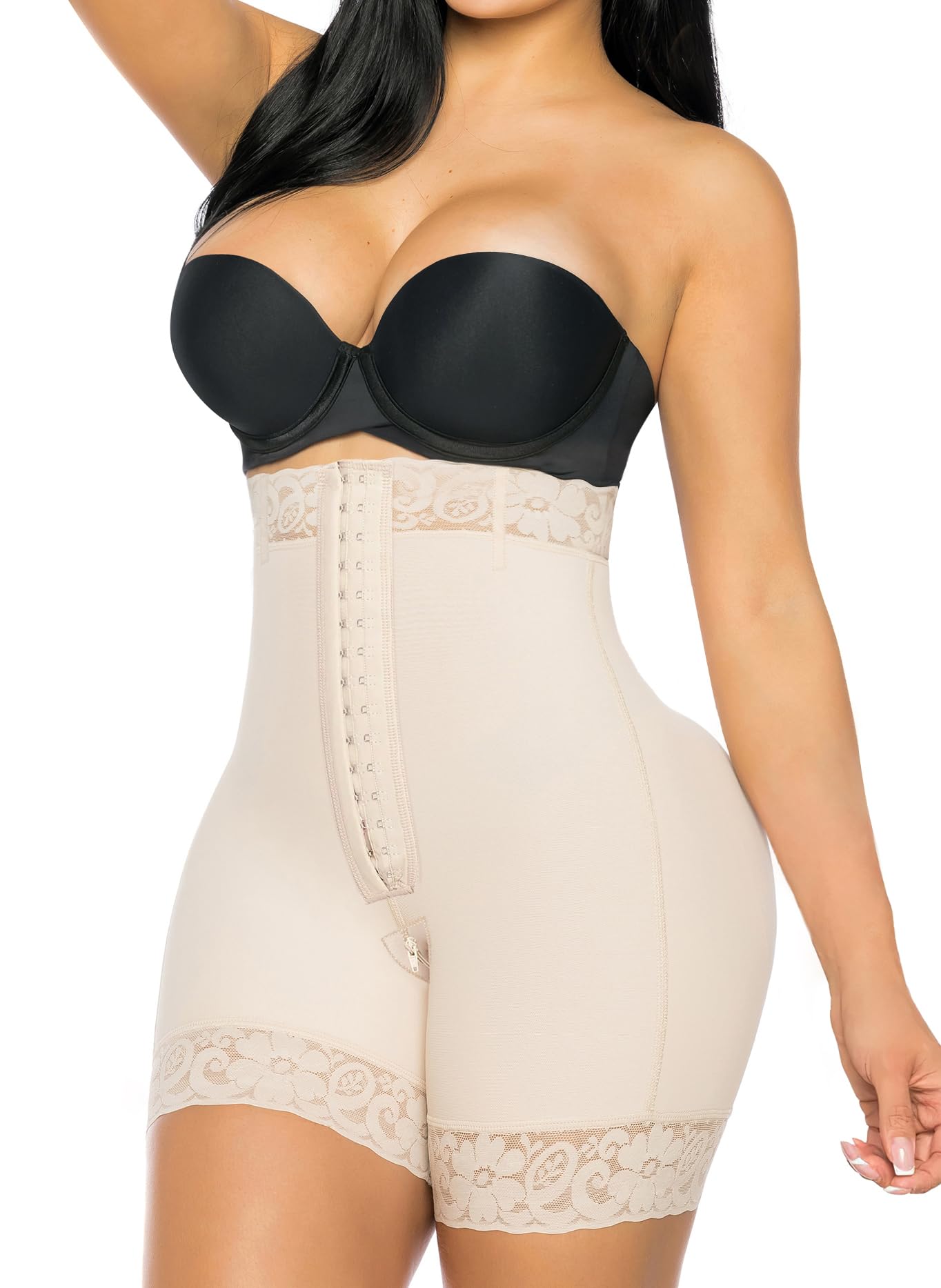 YIANNA Tummy Control Shapewear for Women Fajas Colombianas Body Shaper Shorts with Zipper Crotch