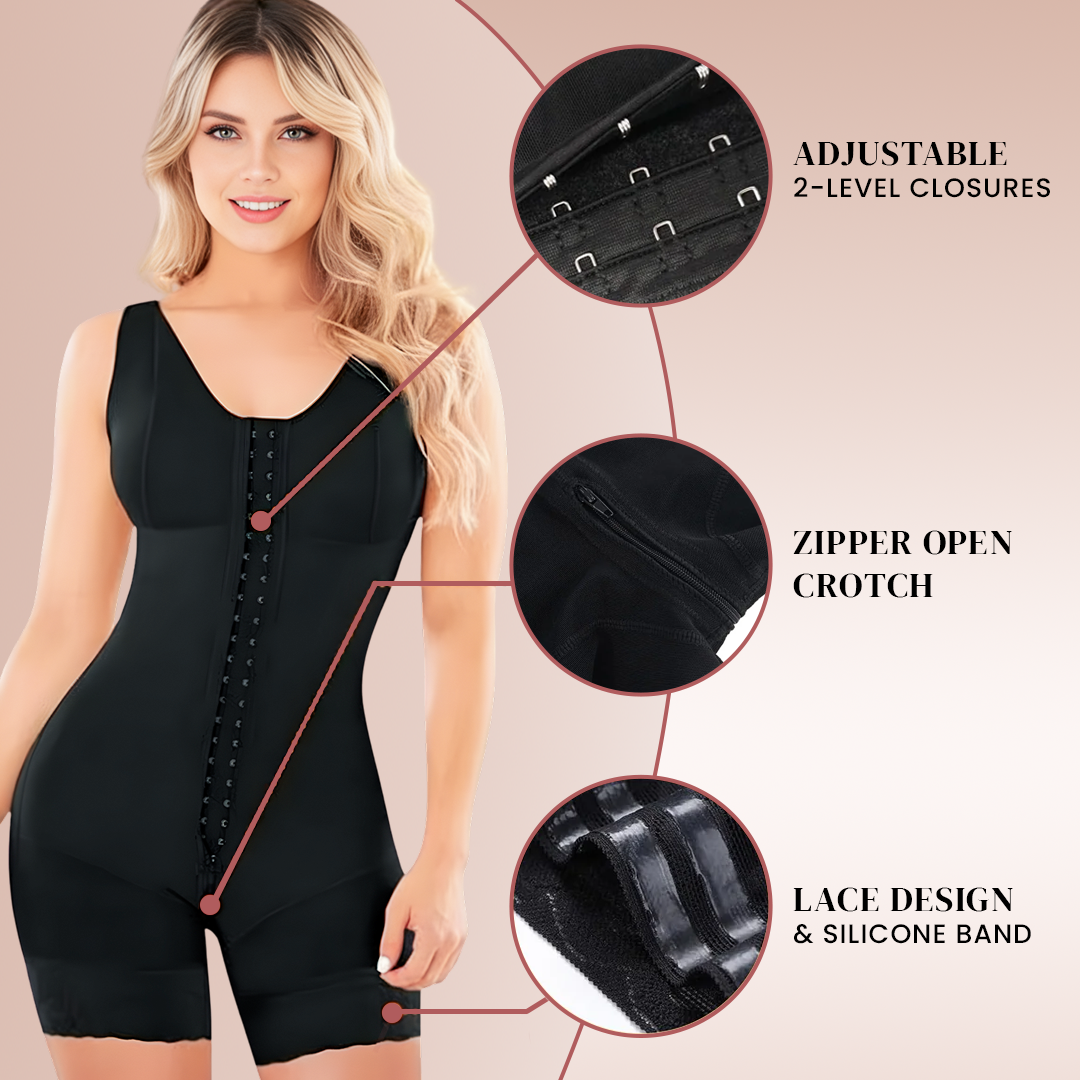 YIANNA Fajas Colombianas Shapewear for Women Tummy Control Post Surgery Full Body Shaper Butt Lifter with Zipper Crotch