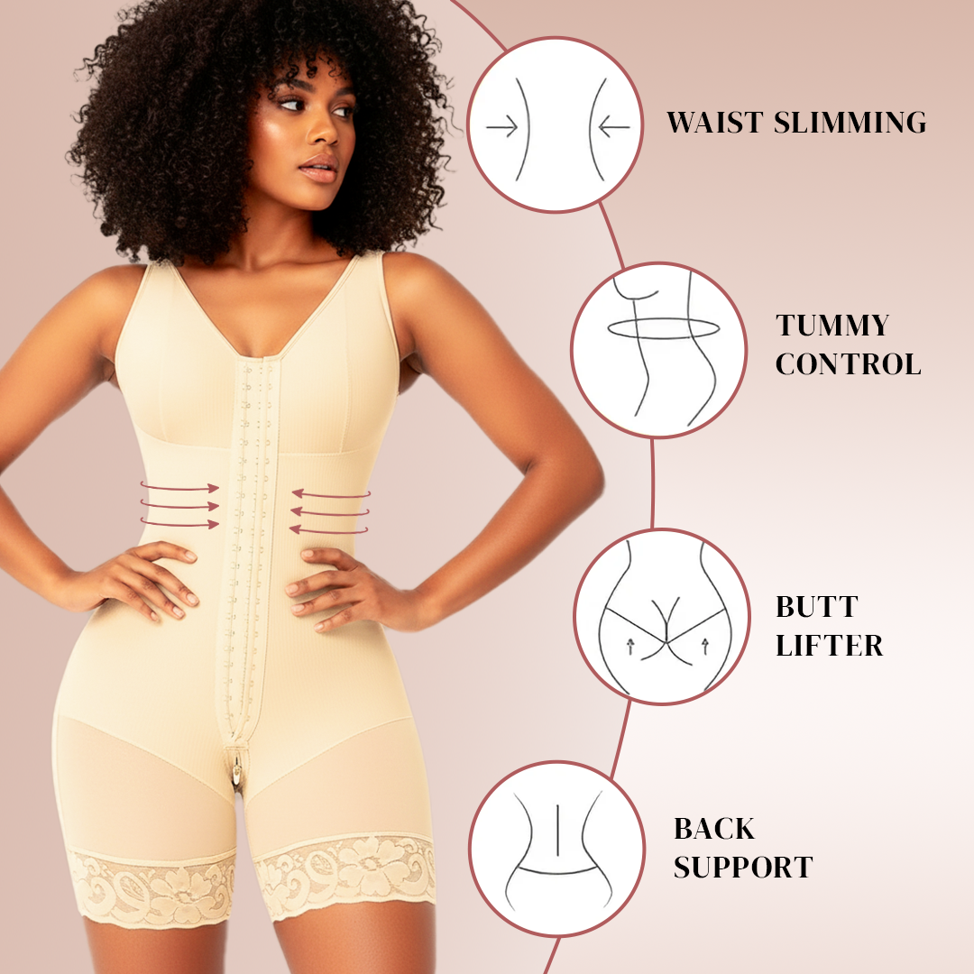 YIANNA Fajas Colombianas Shapewear for Women Tummy Control Post Surgery Full Body Shaper Butt Lifter with Zipper Crotch